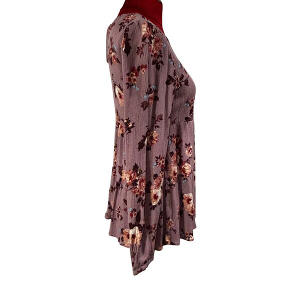 Knox Rose size XS pink floral blouse long sleeve peasant prairie top casual Boho - Picture 5 of 9